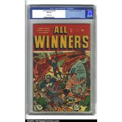 All Winners Comics #18 (Timely, 1946) CGC FN 6.0 Off-white pages. A great Schomburg cover showing...