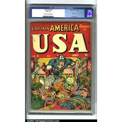 U.S.A Comics #9 (Timely, 1943) CGC VF- 7.5 Light tan to off-white pages. Hitler appears in the ba...