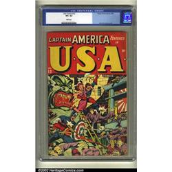 U.S.A Comics #12 (Timely, 1944) CGC VF+ 8.5 White pages. Captain America is blasting the Japanese...