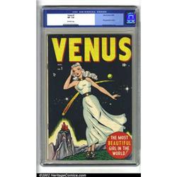 Venus #1 (Atlas, 1948) CGC VF- 7.5 Off-white pages. Venus makes her first appearance in the debut...