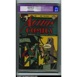 Action Comics #77 Mile High pedigree (DC, 1944) CGC Apparent VF+ 8.5 Off-white to white pages. Su...