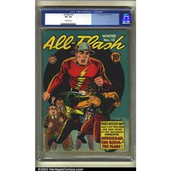 All-Flash #13 (DC, 1943) CGC VF+ 8.5 Off-white pages. E.E. Hibbard delivers a bang-up cover as th...