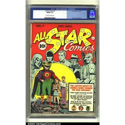 All-Star Comics #7 (DC, 1941) CGC FN/VF 7.0 Off-white to white pages. Batman, Superman and the Fl...