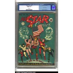All-Star Comics #22 (DC, 1944) CGC FN/VF 7.0 White pages. George and Abe! The American flag! The...