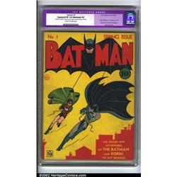 Batman #1 (DC, 1940) CGC Apparent VF 8.0 Moderate (P) Cream to off-white pages. Batman has retain...