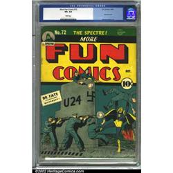 More Fun Comics #72 (DC, 1941) CGC VF+ 8.5 White pages. Hourman is featured in this classic Nazi...