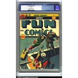More Fun Comics #78 (DC, 1942) CGC VF 8.0 Cream to off-white pages. A continuation of DC's oldest...