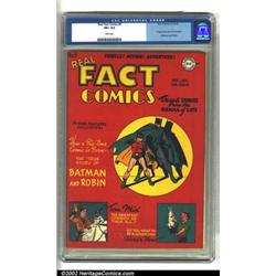 Real Fact Comics #5 (DC, 1946) CGC VF+ 8.5 White pages. Gorgeous, deep red dominates this cover,...