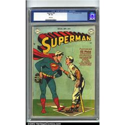 Superman #60 (DC, 1949) CGC VF 8.0 White pages. Ten years after the first issue, this title's cov...