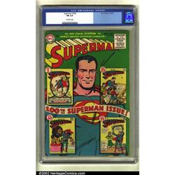 Superman #100 (DC, 1955) CGC FN 6.0 Off-white to white pages. Superman is looking over four landm...