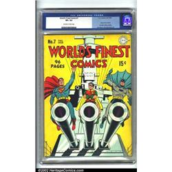 World's Finest Comics #7 (DC, 1942) CGC VF+ 8.5 Off-white to white pages. Batman, Robin and Super...