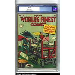World's Finest Comics #13 (DC, 1944) CGC VF 8.0 Off-white to white pages. This Jerry Robinson cov...