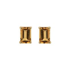 Genuine 3.20 cts 8x6mm  Citrine Emerald Cut Stud Earrin