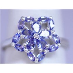 13.70 CTW TANZANITE RING .925 STERLING SILVER