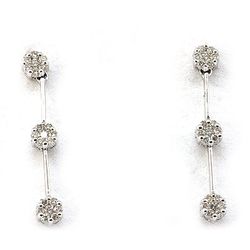 Genuine 0.66 ctw Diamond 3 Raw Flower Earring 14k