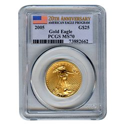 Certified American $25 Gold Eagle MS70 PCGS (date of ou