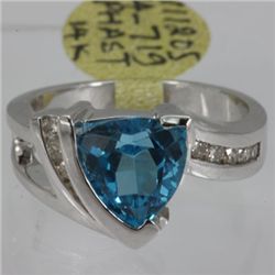 Genuine  3.73 ctw  Blue Topaz Ring  14KT White Gold