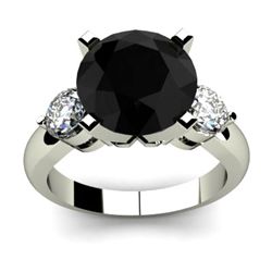 Genuine 4.90 ctw Black Diamond Ring Whte/Yllw Gold 14kt