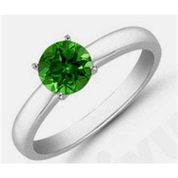 Green Tourmaline 1.28 ctw Solitaire Ring 14kt W/Y  Gold