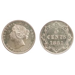 A GEM SPECIMEN-66 1881 FIVE CENTS SILVER.