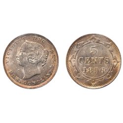 A RARE MINT STATE-64 1896 FIVE CENTS.