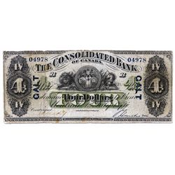 A UNIQUE ‘GALT’ OVERPRINT ON A $4.00 NOTE.