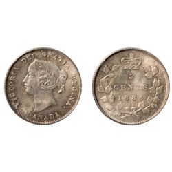 THE ‘FINEST’ GRADED 1886 SMALL 6 FIVE CENTS SILVER.