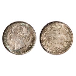 A RARE GEM 1858 TWENTY CENTS PIECE.