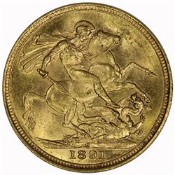1891 S Sovereign - KM10 - NGC MS62