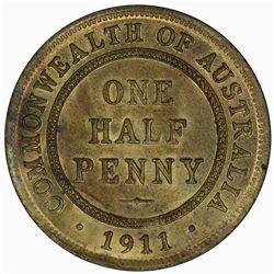 1911 Halfpenny - KM22 - NGC MS65RB