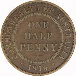 1916 Halfpenny muled with Indian 1/4 Anna - NGC F15