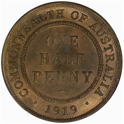 1919 Halfpenny - KM22 - NGC MS66RB