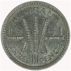 1951 PL Threepence - KM44 - NGC MS63