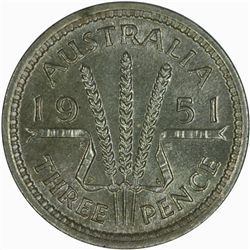 1951 PL Threepence - KM44 - NGC MS64