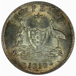 1919 Sixpence - KM25 - NGC MS64