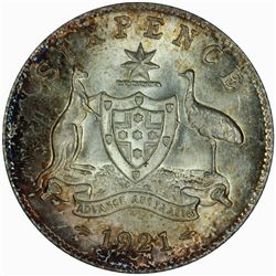 1921 Sixpence - KM25 - NGC MS65