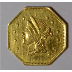 1869 $1 CALIFORNIA GOLD BG-1106 AU/BU VERY CLOSE TO BU