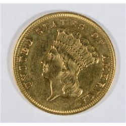 1881 $3.00 GOLD AU55 RARE! 500 MINTED!