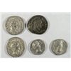 Image 1 : 5 UNATTRIBUTED ANCIENT SILVER ROMAN COINS