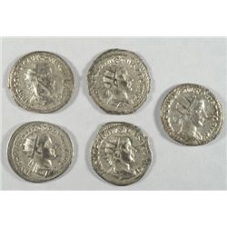 5 UNATTRIBUTED ANCIENT SILVER ROMAN COINS
