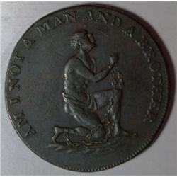 ANTI SLAVERY TOKEN 1790'S ENGLAND "AM I NOT A MAN AND A BROTHER"