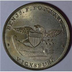 1850'S MERCHANT TOKEN SILVER CHOICE BU "FOTTERALL, VICKSBURG