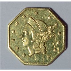 1854 CALIFORNIA GOLD $1 RARE DENOMINATION BG 532 AU EX JEWELRY