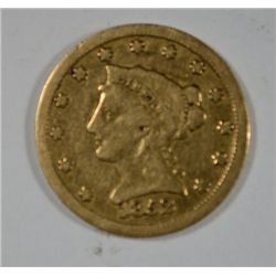 1852 $2.5 GOLD LIBERTY VG/FINE MINOR RIM NICK