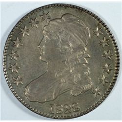 1828 SQUARE BASE 2 BUST HALF DOLLAR AU-58 NICE NATURAL TONE