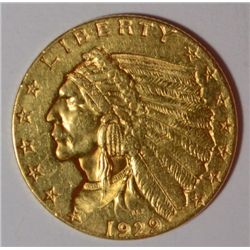1929 $2.50 GOLD INDIAN CHOICE BU