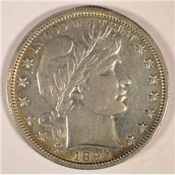 1895-O BARBER HALF DOLLAR, AU-50  NICE