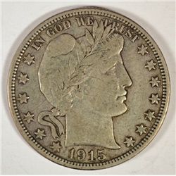 1915-S BARBER HALF DOLLAR, XF/AU  100% ORIGINAL