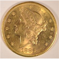 1883-S $20.00 LIBERTY GOLD PIECE, MS-63  RARE DATE, FROSTY AND NICE