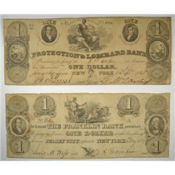 1825 $1 JERSEY CITY, NJ (PROTECTION & LOMBARD BANK) & 1827 $1 JERSEY CITY, NJ